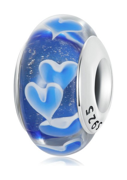 Pendant Charm Blue Heart Murano Bead Kadınlar Için Karşılaştırılmış Farklı Bileklikler ve Kolye 925 Gümüş (Yurt Dışından)