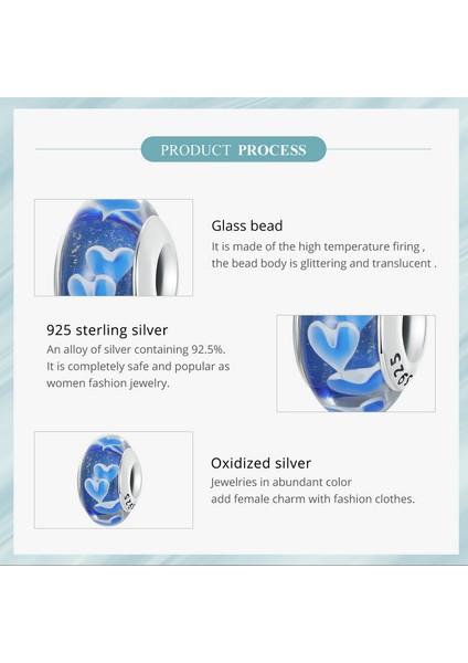 Pendant Charm Blue Heart Murano Bead Kadınlar Için Karşılaştırılmış Farklı Bileklikler ve Kolye 925 Gümüş (Yurt Dışından) fırsatları