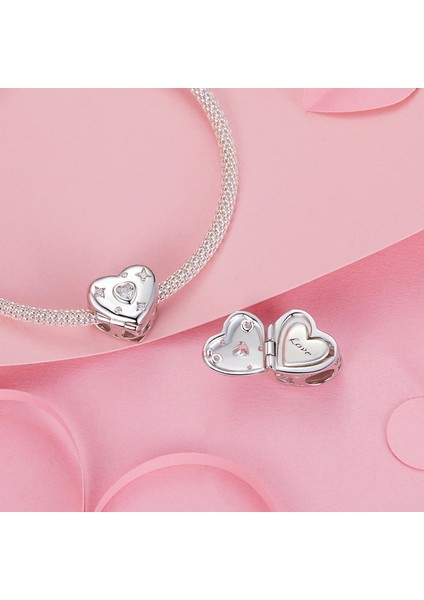 Pendant Charm Kalp Şekilli Tahlike Kutusu Kadınlar Için Karşılaştırılmış Farklı Bileklikler ve Kolye 925 Gümüş (Yurt Dışından)