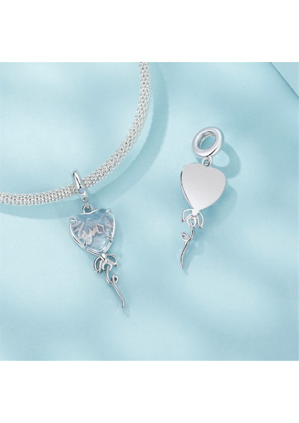 Pendant Charm Kalp Şeklindeki Balon Kadınlar Için Karşılaştırılmış Farklı Bileklikler ve Kolye 925 Gümüş (Yurt Dışından)