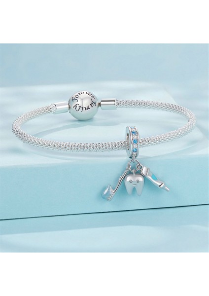 Pendant Charm Üç Parça Araç Fırçası Ayarlayın Kadınlar Için Karşılaştırılmış Farklı Bileklikler ve Kolye 925 Gümüş (Yurt Dışından)