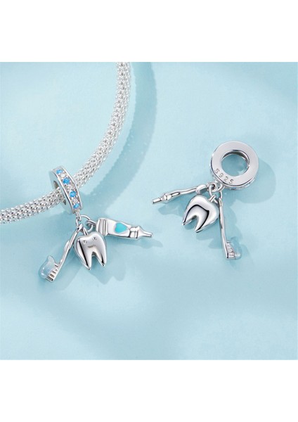 Pendant Charm Üç Parça Araç Fırçası Ayarlayın Kadınlar Için Karşılaştırılmış Farklı Bileklikler ve Kolye 925 Gümüş (Yurt Dışından)