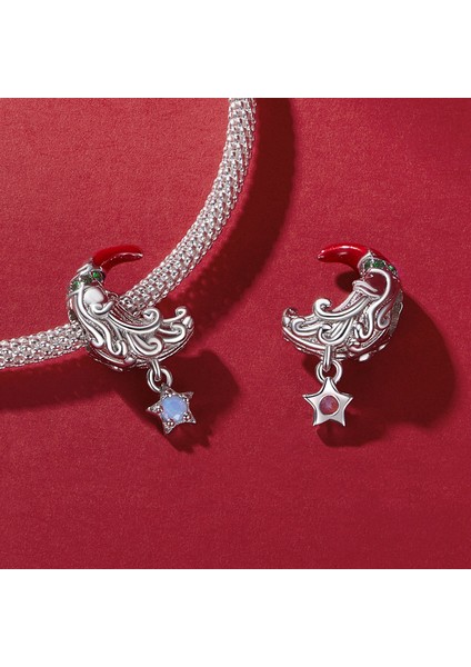 Pendant Charm Ay Işığı Noel Baba Kadınlar Için Karşılaştırılmış Farklı Bileklikler ve Kolye 925 Gümüş (Yurt Dışından)