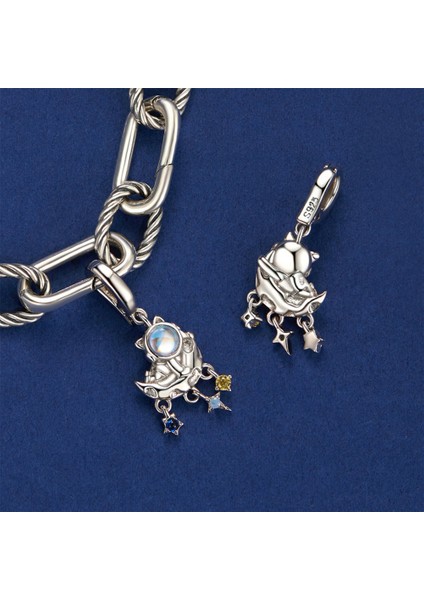 Pendant Charm Ay Astronaut Kadınlar Için Karşılaştırılmış Farklı Bileklikler ve Kolye 925 Gümüş (Yurt Dışından)