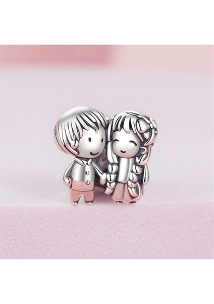 Pendant Charm Çocuk ve Kız Elleri Tutuyor. Kadınlar Için Karşılaştırılmış Farklı Bileklikler ve Kolye 925 Gümüş (Yurt Dışından)