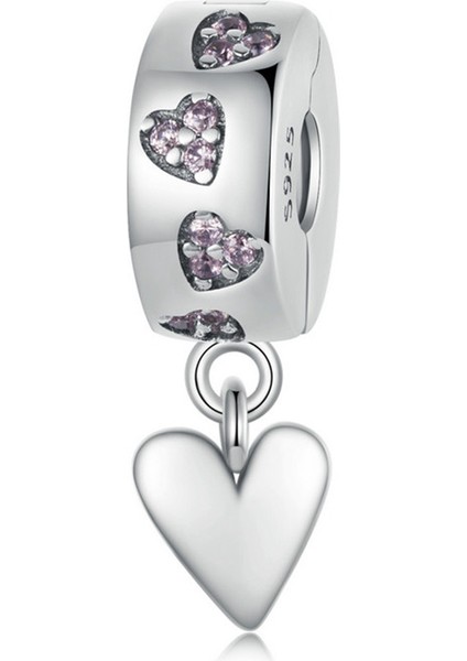 Pendant Charm Silicone Kalp Klip Beads Kadınlar Için Karşılaştırılmış Farklı Bileklikler ve Kolye 925 Gümüş (Yurt Dışından)