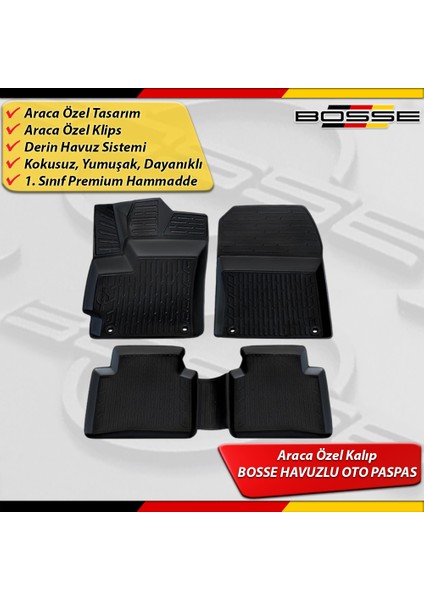 Peugeot 5008 Paspas Araca Özel 2017 2024 Bosse Paspas 3D Havuzlu