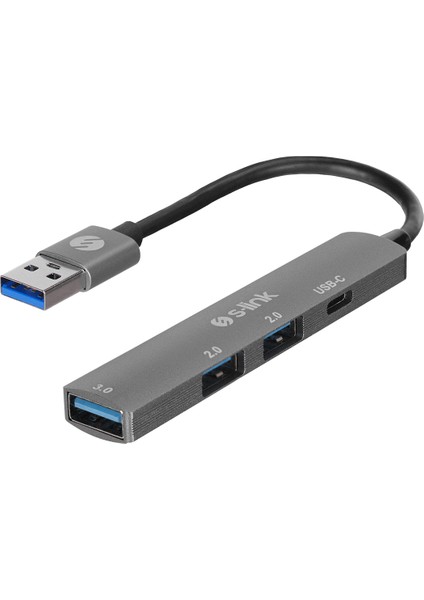 S-Lınk SW-U322 2*usb2.0, 1*usb3.0, 1*type-C Metal USB Hub Çoklayıcı