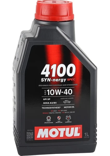 4100 Syn-Nergy Spec 10W40 1 Lt Motor Yağı (Üretim Yılı : 2024)