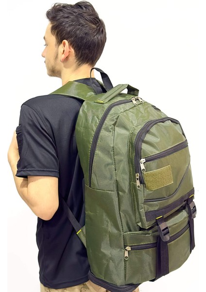 55+10 Litre Genişletilebilir Haki Dağcı Outdoor Kamp Sırt Çantası