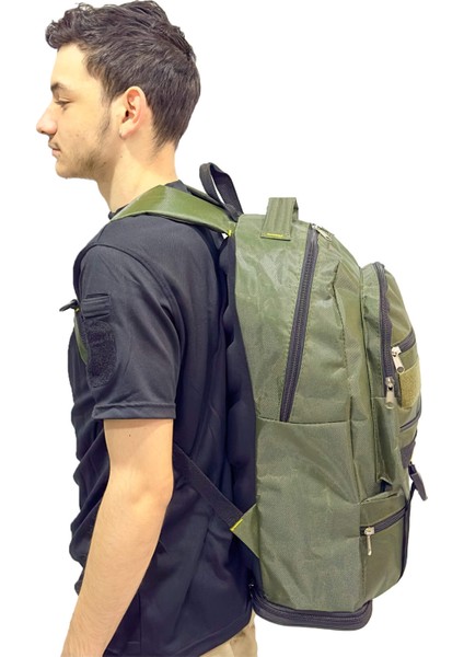 55+10 Litre Genişletilebilir Haki Dağcı Outdoor Kamp Sırt Çantası