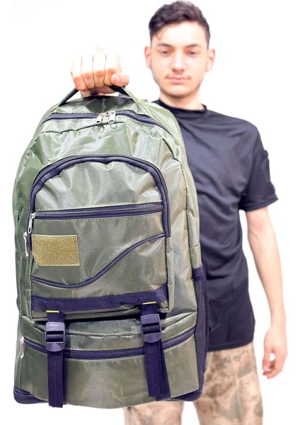 55+10 Litre Genişletilebilir Haki Dağcı Outdoor Kamp Sırt Çantası