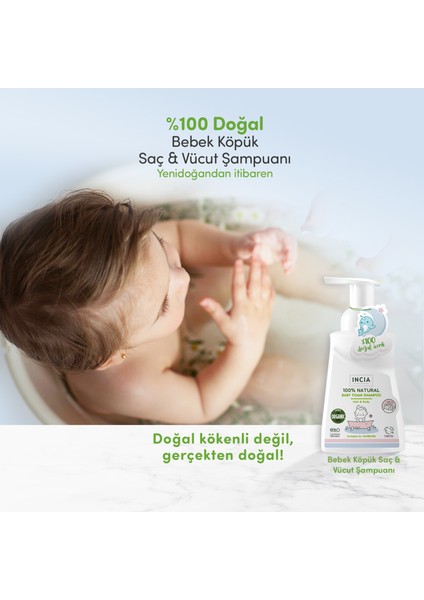 %100 Doğal Organik Sertifikalı Bebek Köpük Şampuanı Saç Vücut Lavanta Konak Önleyici Yenidoğan 200 ml X2 Adet