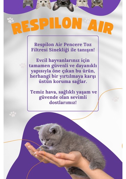 Sineklik Yeni Nesil - 140X400CM - 3 Katmanlı Toz Polen Alerjen Pencere Filtresi - Respilon Odera V.3.0