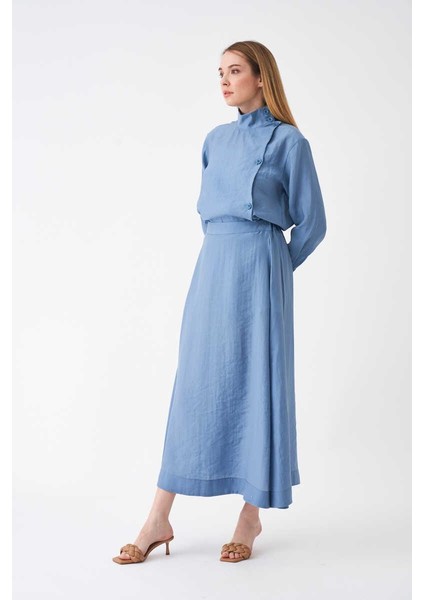 Pervazlı Modal Etek Indigo fırsatları