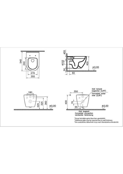 S60 Smooth Flush Asma Klozet 7510L003-0090, Vitra Universal 2 Soft Klozet Kapağı 121-003-909