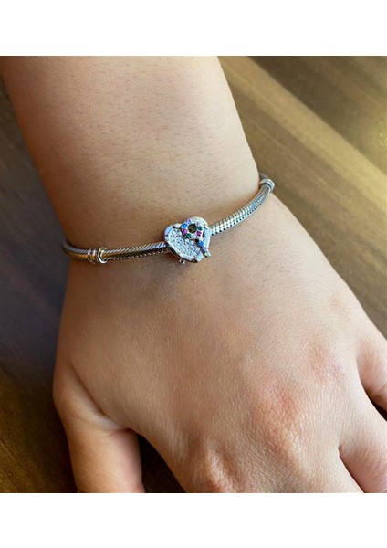 Bayan Kalp ve Büyüteç Model Gümüş Charm fiyatları