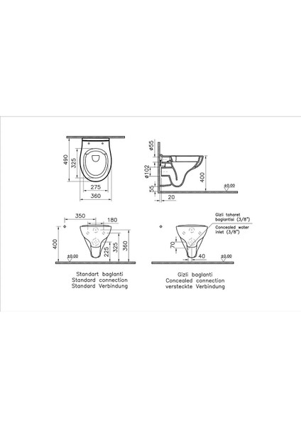 S10 Rim-Ex Asma Klozet 7741L003-0850, Vitra Universal Soft Klozet Kapağı 109-003-909