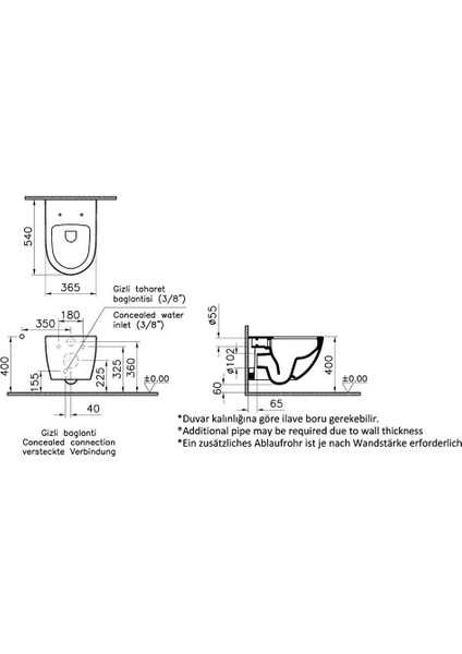 S60 Smoot Flush Mat Siyah Asma Klozet 7510B083-0090, Vitra Integra Slim Mat Siyah Kapak 131-483-009