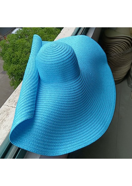Gökkuşağı Şerit Büyük Ağız Hasır Şapka Bayanlar Açık Plaj Şapkası (Yurt Dışından)