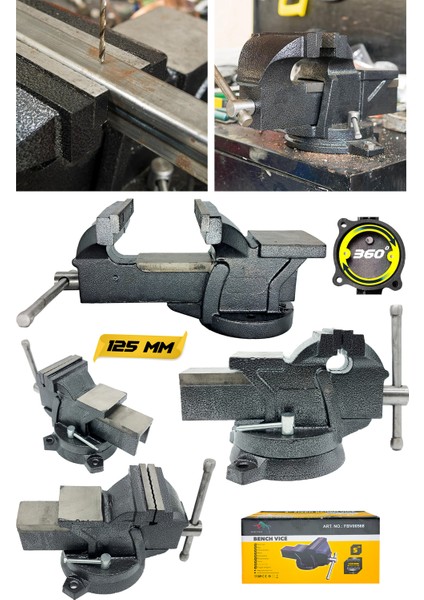 Daflong Italy Style 125 mm Özel Alışımlı Paslanmaz Dövme Çelik Sabit Tezgah Masa Mengenesi