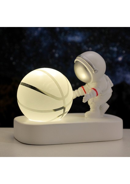 Oymalı Top ve Parlak Taban Dekorasyonu ile Yaratıcı Astronot Yıldızlı Gökyüzü Yürüyüş Gece Lambası (Yurt Dışından)