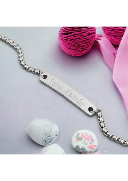 Çelik Isimli Bebek Çocuk Bileklik Künye Kararma Yapmaz