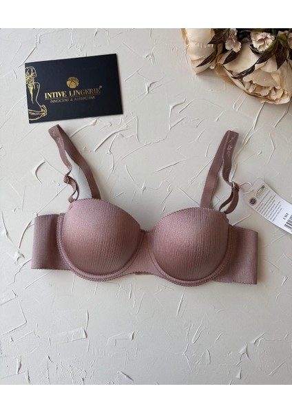 Samanta Balenli Desteksiz Lazer Kesim Parlak Kumaşlı Ithal Sütyen -42