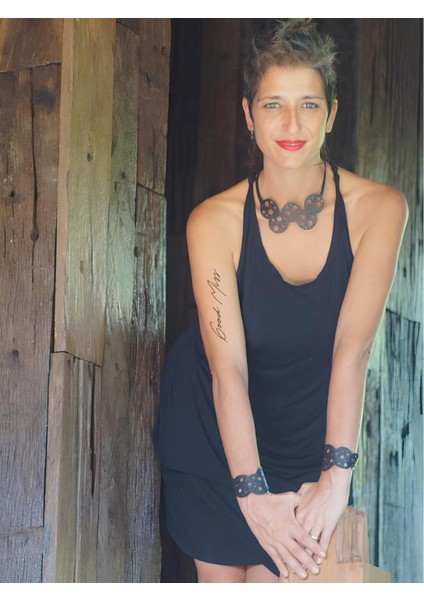 Deri Kolye - Siyah - Tek Ebat