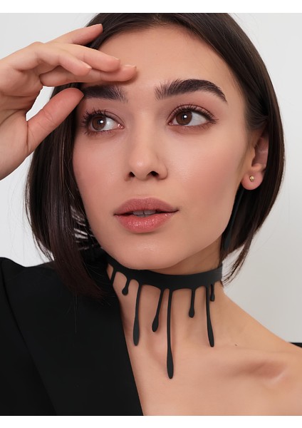 Deri Kolye - Siyah - Tek Ebat