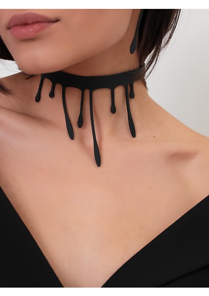 Deri Kolye - Siyah - Tek Ebat modelleri