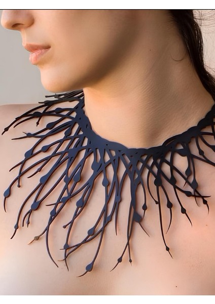 Deri Kolye - Siyah - Tek Ebat