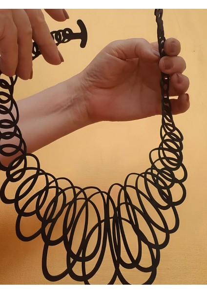 Deri Kolye - Siyah - Tek Ebat