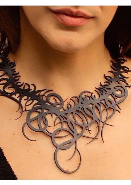 Deri Kolye - Siyah - Tek Ebat