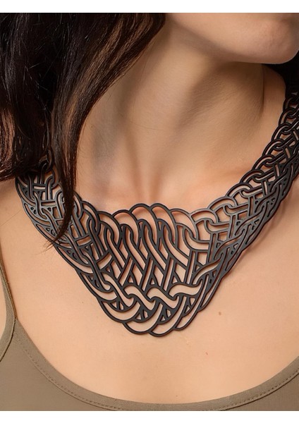 Deri Kolye - Siyah - Tek Ebat modelleri