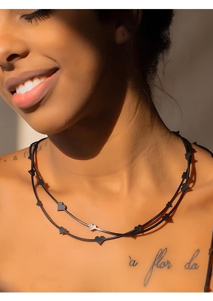 Deri Kolye - Siyah - Tek Ebat indirimleri