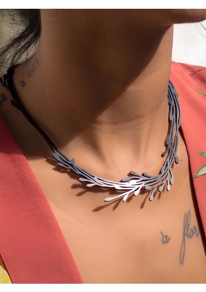 Deri Kolye - Siyah - Tek Ebat