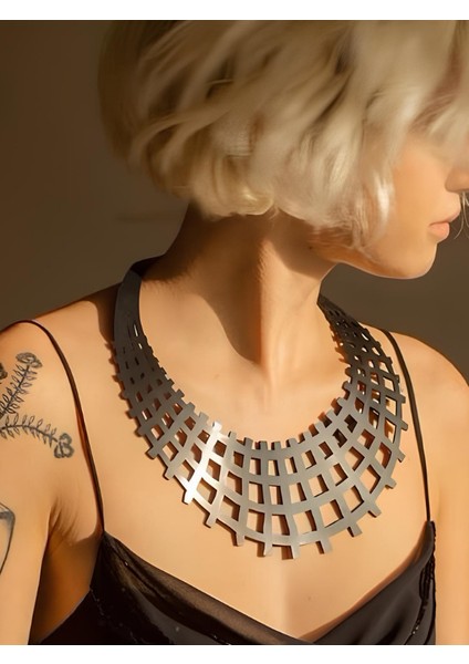 Deri Kolye - Siyah - Tek Ebat