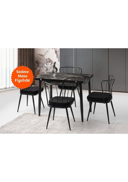Yanlardan Açılır Büyüyen Yemek Masası Siyah Mermer Desenli 65X100CM Sadece Masa Fiyatıdır