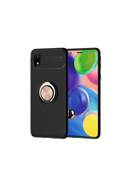 Samsung Galaxy A01 Core Ultra Koruma Sağlayan Stant Özellikli Yüzüklü Ravel Silikon Kılıf