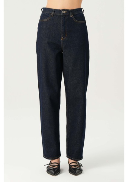 Ariana Koyu Mavi Yüksek Bel Patı Fermuarlı Mom Jean Pantolon C 4525-181 fiyatları