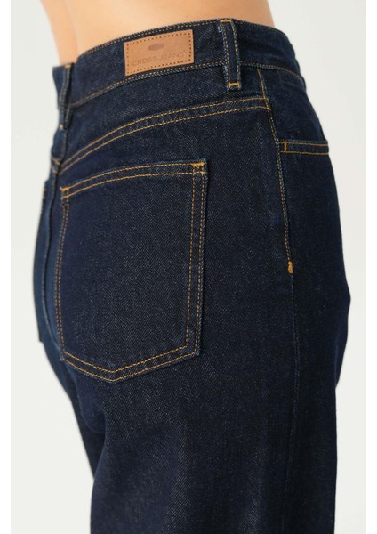 Ariana Koyu Mavi Yüksek Bel Patı Fermuarlı Mom Jean Pantolon C 4525-181 indirimleri