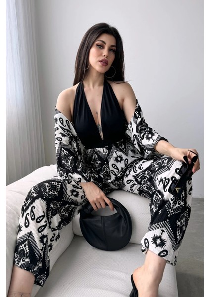 Desenli Kimono ve Pantolon Ikili Takım DFL4019 fiyatları