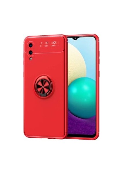 Samsung Galaxy A02 Ultra Koruma Sağlayan Stant Özellikli Yüzüklü Ravel Silikon Kılıf