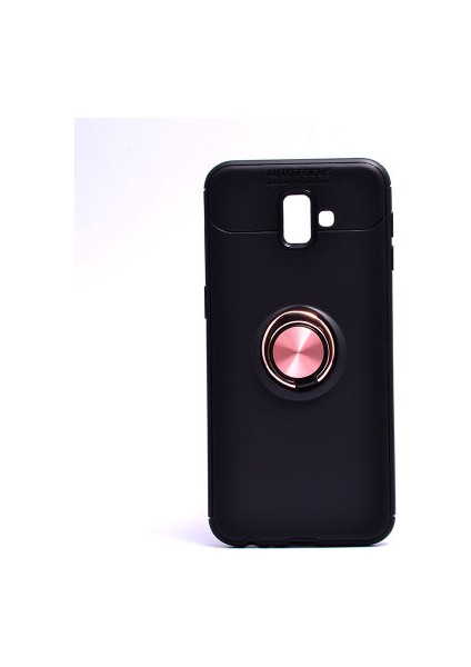 Samsung Galaxy J6 Plus Ultra Koruma Sağlayan Stant Özellikli Yüzüklü Ravel Silikon Kılıf