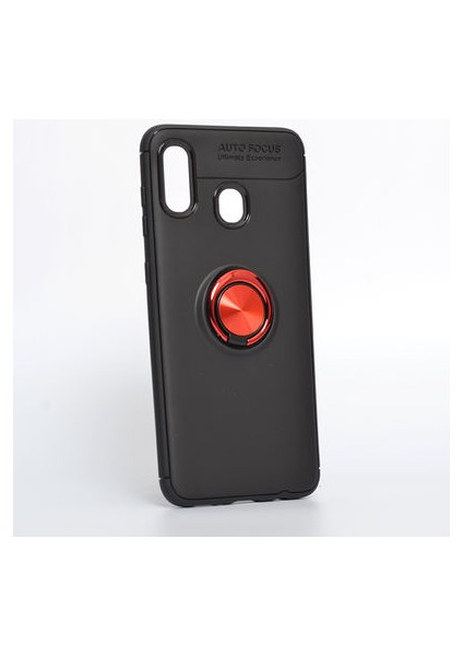 Samsung Galaxy A20 Ultra Koruma Sağlayan Stand Özellikli RingGuard Yüzüklü Silikon Kılıf