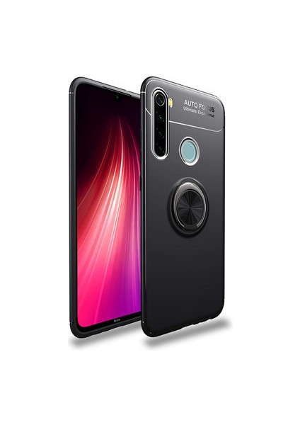 Redmi Note 8 Ultra Koruma Sağlayan Stant Özellikli Yüzüklü Ravel Silikon Kılıf