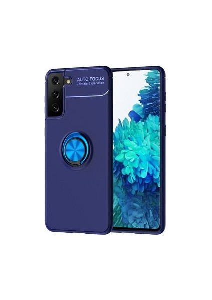 Samsung Galaxy S21 Ultra Koruma Sağlayan Stant Özellikli Yüzüklü Ravel Silikon Kılıf