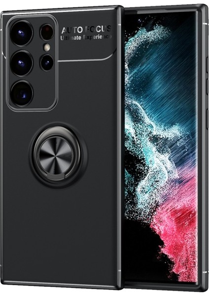 Samsung Galaxy S23 Ultra Ultra Koruma Sağlayan Stant Özellikli Yüzüklü Ravel Silikon Kılıf