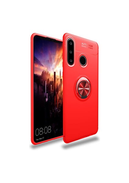 Huawei Y6P Ultra Koruma Sağlayan Stant Özellikli Yüzüklü Ravel Silikon Kılıf